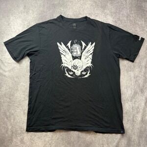 Adidas Originals Mens 2XL Black Winged Skull Graphic T-Shirt Trefoil Logo Tee